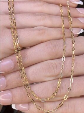Solid 10K Gold Paperclip Chain Necklace 22 inch 2.3mm